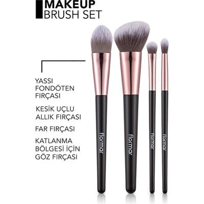 Flormar-Yumuşak Kıllı ve Dayanıklı Makeup Brush Set Allık & Fondöten & Far & Crease Makyaj Fırça Seti (012) 8690604597772
