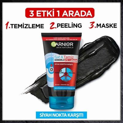 Garnier 3ü 1 Arada Kömür Özlü Yüz Maskesi Tüm Cilt Tipleri İçin 150 ml