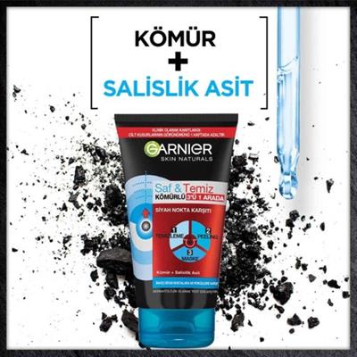 Garnier 3ü 1 Arada Kömür Özlü Yüz Maskesi Tüm Cilt Tipleri İçin 150 ml