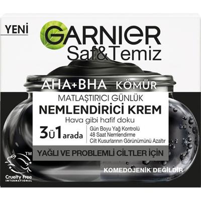 Garnier Aha Bha Kömür 3Ü 1 Arada Matlaştırıcı Günlük Nemlendirici Krem 50ml