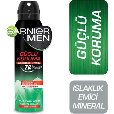 Garnier Men Güçlü Koruma Sprey 72 Saat Etkili Odunsu Koku Erkekler İçin 150 Ml