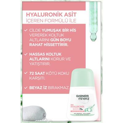 Garnier Mineral Hyaluronik Bakım Roll-on Deodorant 50 ml – Nemlendirici, Ferahlatıcı ve Uzun Süre Etkili Koruma