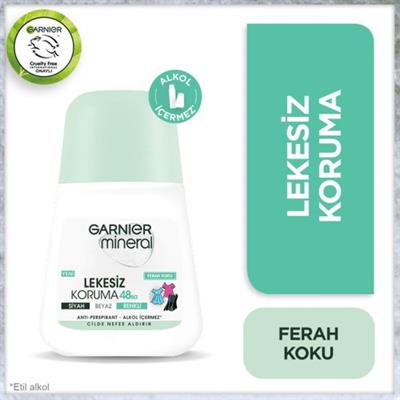 Garnier Mineral Kadın Roll-On Deodorant 50 ml Ferah Kokulu Pudrasız Organik 48 Saat Lekesiz