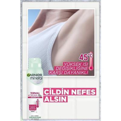 Garnier Mineral Termal Koruma Sprey Deodorant - Ferah ve Uzun Süre Kalıcı Koku, Kadınlar İçin, 72 Saat Etkili, Hızla Kuruyan, Alkol İçermez, 150 ml