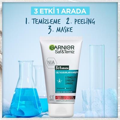 Garnier Saf & Temiz Peeling 3ü 1 Arada Temizleme Maske 150 ml