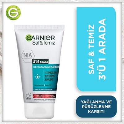 Garnier Saf & Temiz Peeling 3ü 1 Arada Temizleme Maske 150 ml