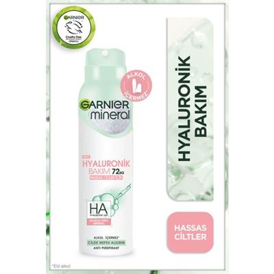 Garnier Unisex Sprey Deodorant 150 ml Ferah Mısır Sabunu Kokusu 72 Saat Etkili İz Bırakmayan Mineral ve Hyaluronik Bakım