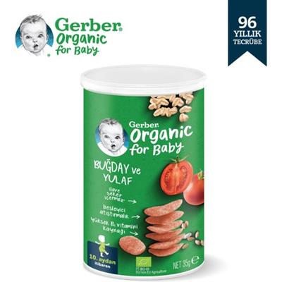 Gerber Organik Buğday ve Yulaflı Domates Havuç ve Soğanlı Bebek ve Küçük Çocuk Atıştırmalığı 35 gr