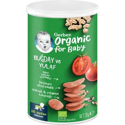 Gerber Organik Buğday ve Yulaflı Domates Havuç ve Soğanlı Bebek ve Küçük Çocuk Atıştırmalığı 35 gr