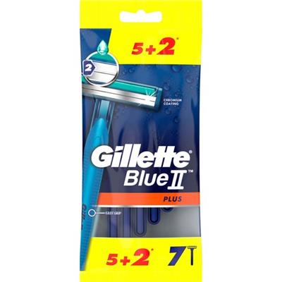 Gillette Blue II Plus Erkek Kullan At Tıraş Bıçağı 7li Paslanmaz Çelik ve Kaygan Bantlı