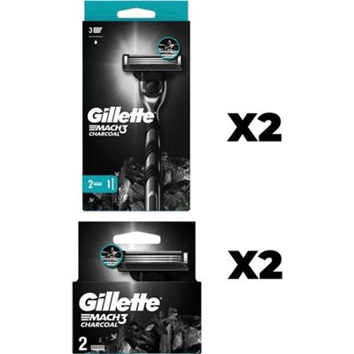 Gillette Mach3 Charcoal Set ( 2 Adet 2 Up Makine + 2 Adet 2’li Yedek )