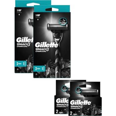 Gillette Mach3 Charcoal Set ( 2 Adet 2 Up Makine + 2 Adet 2’li Yedek )