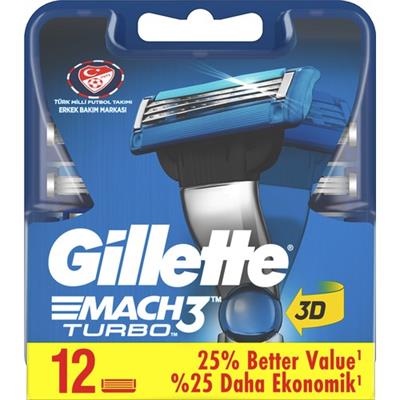 Gillette Mach3 Turbo Yedek Tıraş Bıçağı 12 Adet