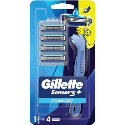 Gillette Sensor3+ Comfort 4lü Yedek Bıçağı Başlıklı Tıraş Makinesi