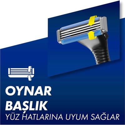 Gillette Sensor3 Tıraş Makinesi - 3 Bıçaklı, Kayganlaştırıcı Bant ve Oynar Başlık ile, 1 Adet + 6 Yedek Bıçak