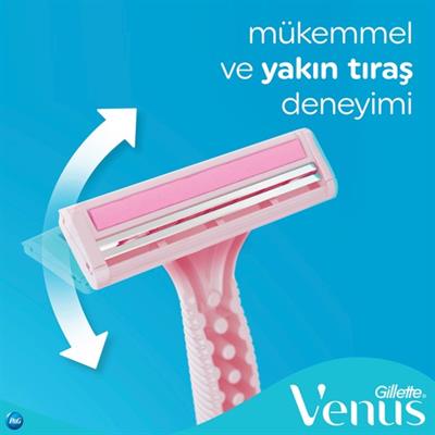 Gillette Simply Venus 2 Basic Kullan-At Tıraş Bıçağı - Aloe Vera ile Nemlendirilmiş Şerit, Kadınlar için 5li Paket