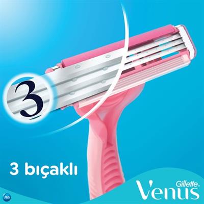 Gillette Simply Venus 3 Kadın Kullan At Tıraş Bıçağı 4lü Kaygan Bantlı Tahriş Azaltıcı Başlık