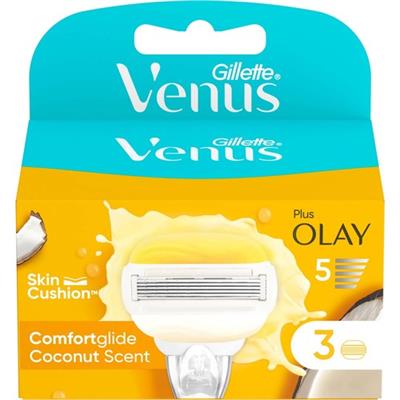 Gillette Venus ComfortGlide Olay Kadın Tıraş Bıçağı Yedek Başlık 3lü Paket – Hindistan Cevizi Kokulu, 5 Bıçaklı Ergonomik Tasarım