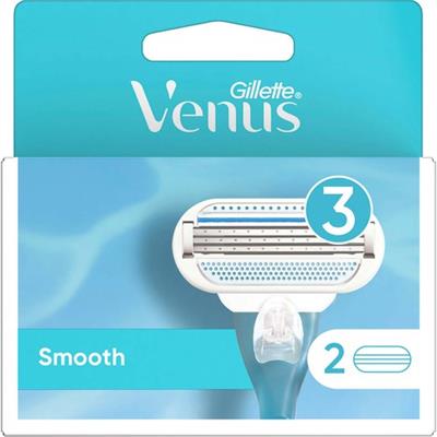 Gillette Venus Smooth Kadın Tıraş Bıçağı, 3 Bıçaklı ve Kayganlaştırıcı Bantlı, 2 Adet
