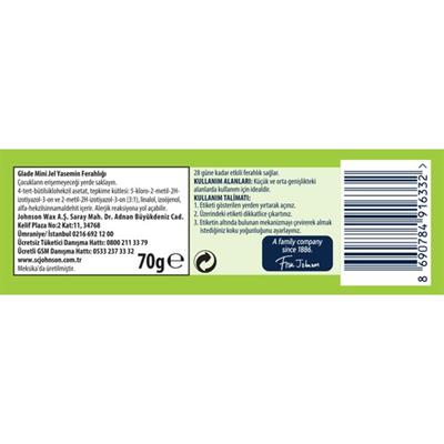 Glade Mini Jel Oda Kokusu 70 g Yasemin Ferahlığı ile Kötü Kokulara Karşı Etkili