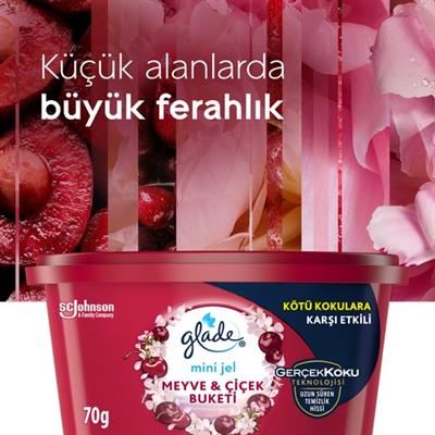 Glade Mini Jel Oda Kokusu Meyve ve Çiçek Buketi Kötü Kokulara Karşı Etkili 70 g