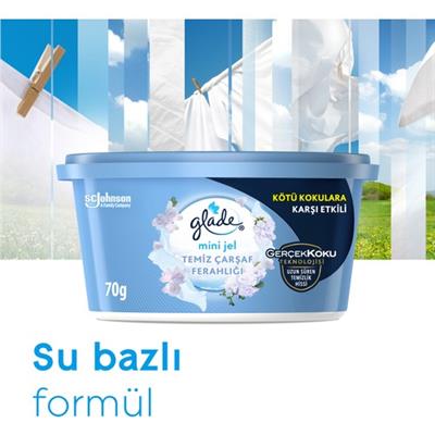 Glade Mini Jel Oda Kokusu Temiz Çarşaf Ferahlığı 70 gr Uzun Süre Kalıcı Koku Giderici