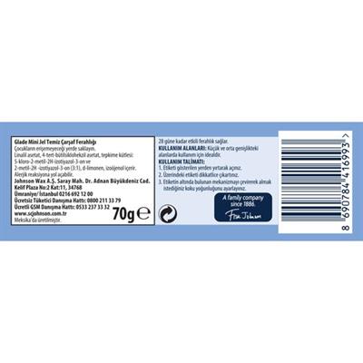 Glade Mini Jel Oda Kokusu Temiz Çarşaf Ferahlığı 70 gr Uzun Süre Kalıcı Koku Giderici