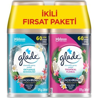 Glade Oda Kokusu Otomatik Sprey 2li Yedek Okyanus Sessizliği ve Tropikal Floral 269mlx2