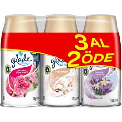 Glade Otomatik Sprey Yedeği - Odunsu ve Çiçeksi Bahar Kokuları, 3lü Paket, 3 Al 2 Öde Fırsatı