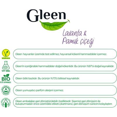 Gleen Organik İçerikli Vegan 1 lt Lavanta-Pamuk Çiçeği Konsantre Yumuşatıcı