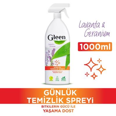 Gleen Organik İçerikli Vegan 1 lt Lavanta-Geranium Sprey Yüzey Temizleyici