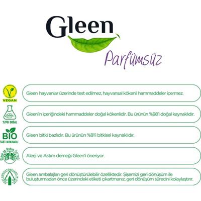 Gleen Organik İçerikli Vegan 1 lt Parfümsüz Konsantre Yumuşatıcı