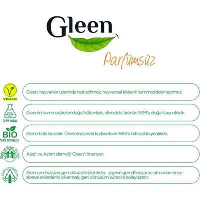 Gleen Organik İçerikli Vegan 1 lt Parfümsüz Sprey Yüzey Temizleyici