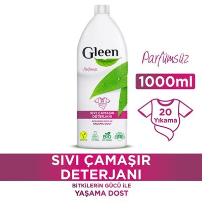 Gleen Organik İçerikli Vegan 1 lt Parfümsüz Sıvı Performans Çamaşır Deterjanı