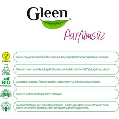 Gleen Organik İçerikli Vegan 1 lt Parfümsüz Sıvı Performans Çamaşır Deterjanı