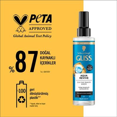 Gliss Aqua Revive Hyalüron & Deniz Yosunu Özlü Nemlendirici Saç Bakım Kremi  200 ml Normal ve Kuru Saçlar