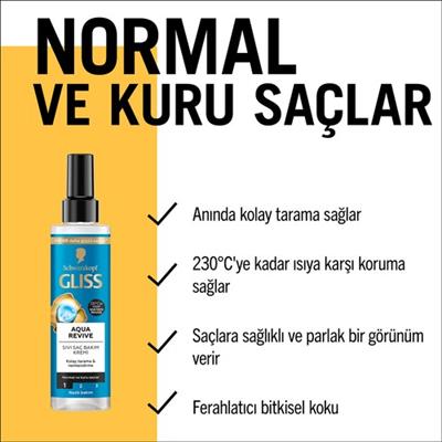 Gliss Aqua Revive Hyalüron & Deniz Yosunu Özlü Nemlendirici Saç Bakım Kremi  200 ml Normal ve Kuru Saçlar