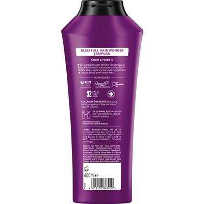 Gliss Full Hair Wonder Kafein & Peptit Saç Dökülme Karşıtı Şampuan 400 ml Dökümeye Eğilimli Saçlar