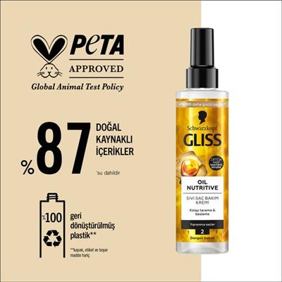 Gliss Oil Nutritive  Omega 9 ve Marula Yağı içeren Besleyici Saç Bakım Kremi 200 ml Yıpranmış Saçlar