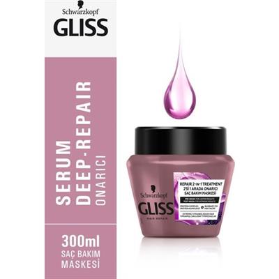 Gliss Serum Deep Repair 2Sİ 1 ARADA Onarıcı Saç Bakım Maskesi - Protein Kompleksi ve Hint İnciri ile 300 ml