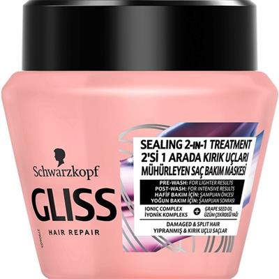 Gliss Split Hair Miracle 2Sİ 1 ARADA Kırık Uçları Mühürleyen Saç Bakım Maskesi - İyonik Kompleks ve Üzüm Çekirdeği Yağı ile 300 ml