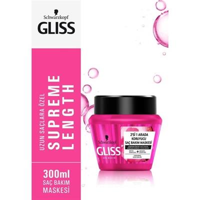 Gliss Supreme Length 2Sİ 1 ARADA Koruyucu Saç Bakım Maskesi - Biotin Kompleksi ve Şakayık Çiçeği Özü ile 300 ml