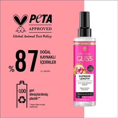 Gliss Supreme Length Biotin  & Şakayık Çiçeği Koruyucu Saç Bakım Kremi 200 ml Yağlı Köklü Kuru Uçlu Saçlar