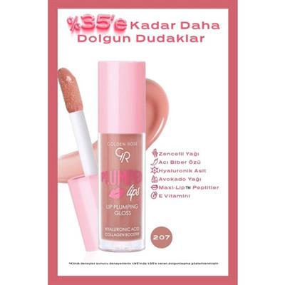 Golden Rose Plumped Lips Lip Plumping Gloss No: 207 - Dolgunlaştırıcı Dudak Parlatıcısı - 8691190528539