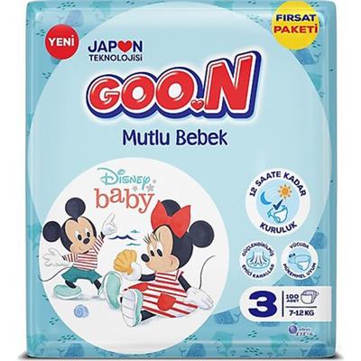 Goo.N Mutlu Bebek 3 Numara Bant Bebek Bezi Aylık Fırsat Paketi - 12 Saat Kuruluk - 100 Adet