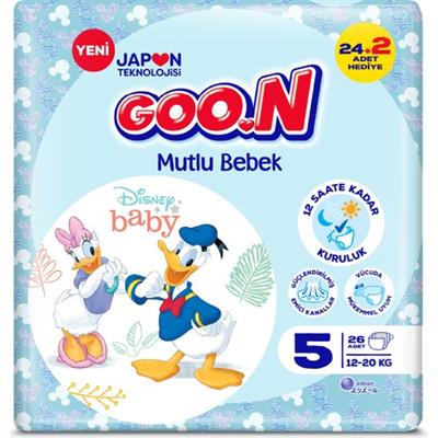 Goo.N Mutlu Bebek 5 Numara Bant Bebek Bezi - 12 Saat Kuruluk - 26 Adet