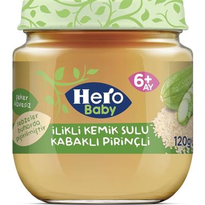 Hero Baby İlikli Kemik Sulu Kabaklı Pirinçli Kavanoz Mama 120g