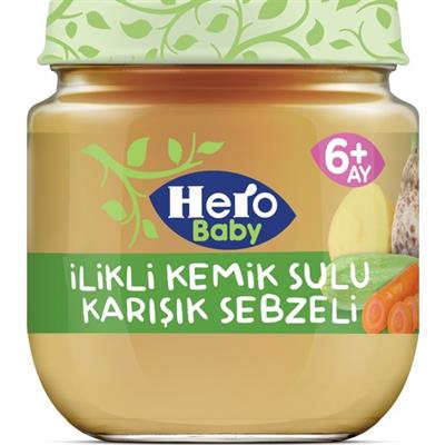 Hero Baby İlikli Kemik Sulu Karışık Sebzeli Kavanoz Mama 120g