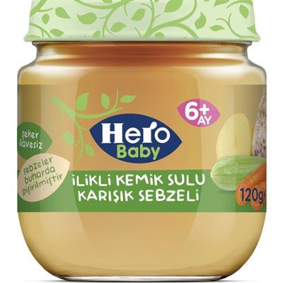 Hero Baby İlikli Kemik Sulu Karışık Sebzeli Kavanoz Mama 120g