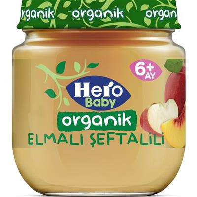 Hero Baby Organik Elma Şeftali Püresi Kavanoz Mama 120g